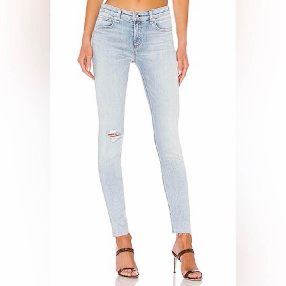 Rag & Bone Cate Mid Rise Skinny Light Blue distressed Women's Jeans